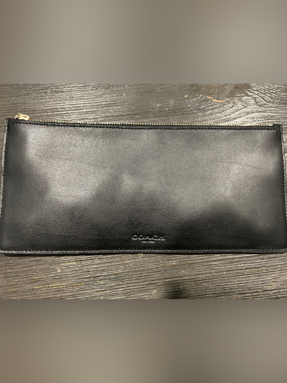 COACH Black Leather Zip Pouch for Men/women